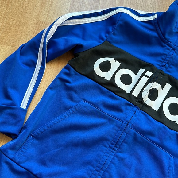 Adidas Blue and White Track Jacket Boys Size 5 - Picture 5 of 9